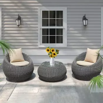 Уличный садовый диван из ротанга, семейная мебель для дворика