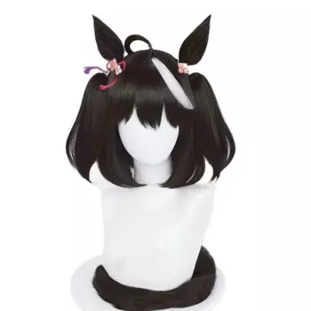 Uma Musume Kitasan Черный парик для косплея Uma Musume Pretty Derby косплей черно-белый парик с челкой уши синтетические волосы pelucas