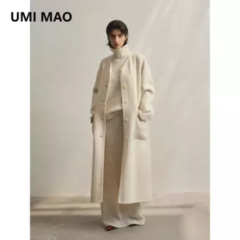 UMI MAO Suli верблюжий шарф осень/зима новая текстура однобортное шерстяное пальто для мужчин и женщин женское пальто