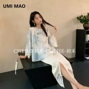 UMI MAO [Весна вокруг ветвей] Ленивый темперамент, круглая рубашка, новая рубашка с длинными рукавами в китайском стиле, смешанный топ Femme
