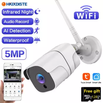 Умная Беспроводная цилиндрическая IP-камера с ночным видением, МП, HD, Wi-Fi
