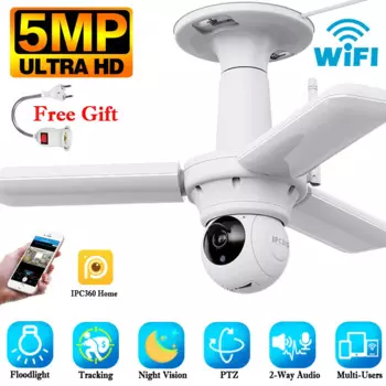 Умная Беспроводная IP-камера видеонаблюдения, 5 МП, Wi-Fi, цоколь Е27, 2K HD