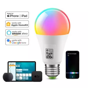 Умная RGB LED лампа E27 WiFi для Apple HomeKit