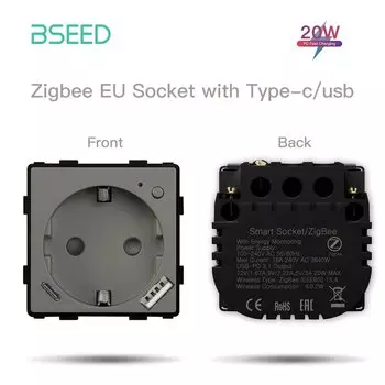 Умная розетка BSEED Zigbee 20 Вт с USB