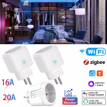 Умная розетка Zigbee с поддержкой Wi-Fi, 16 А, 20 А