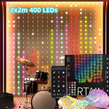 Умная светодиодная гирлянда для занавесок, 2 м, 400 светодиодов