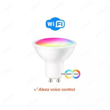 Умная светодиодная лампа Tuya GU10 RGB+CW+WW 5Вт 220В arteco