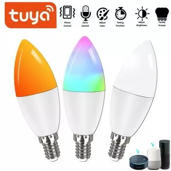 Умная светодиодная лампочка ATcomm E14 5/7/9 Вт RGB+теплый белый+белый