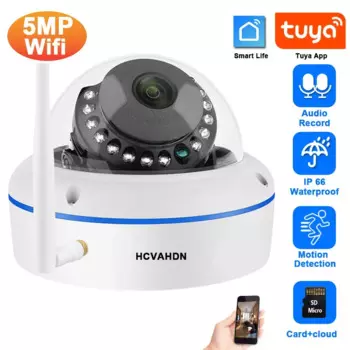 Умная Wi-Fi IP-камера 5MP Tuya, купольная наружная Водонепроницаемая беспроводная потолочная камера видеонаблюдения 1080P P2P