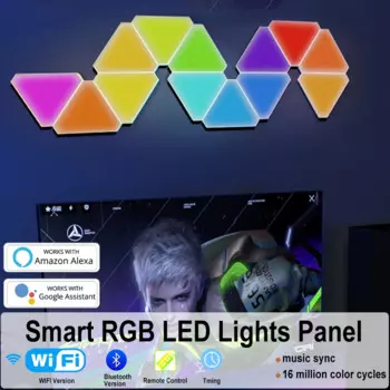 Умное приложение, квантовая лампа с Wi-Fi, RGB, USB, 5 В, шестигранный светодиодный настенный светильник, музыкальный синхронизатор, окружающий ночник для свадьбы, дома вечерние, декор комнаты