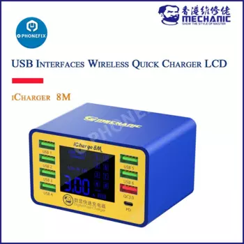 Умное зарядное устройство MECHANIC icharge, 8 м, QC 3,0, USB, несколько портов, поддержка быстрой зарядки, интеллектуальный цифровой дисплей для планшета, телефона, iPad