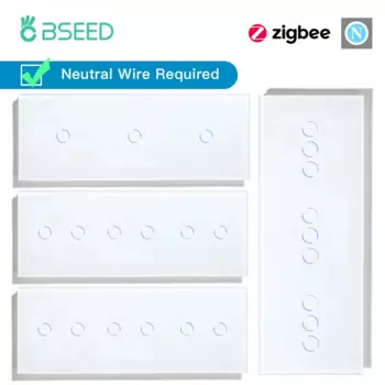 Умные настенные выключатели BSEED Zigbee, беспроводной сенсорный выключатель с тремя клавишами, 1/2/3 клавишами, Google Alexa