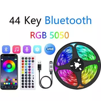 Умные Светодиодные Ленты RGB Управление Через Приложение Bluetooth SMD5050 24-клавишное Дистанционное Изменение Цвета Для Укр...