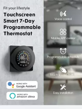 Умный 7-дневный программируемый термостат eWelink с Wi-Fi и BlueTooth сенсорным экраном, работает с дистанционным управлением от Alex/Google