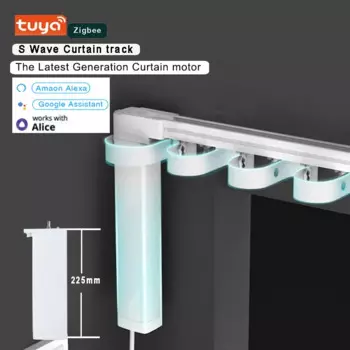 Умный электродвигатель Tuya Новейшего Поколения Zigbee, S-образная направляющая с электроприводом для штор, с поддержкой Alice Alexa Google