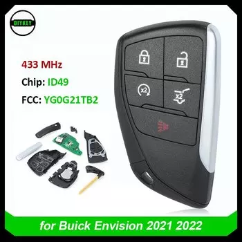 Умный Автомобильный ключ DIYKEY с 5 кнопками для Buick Envision 2021 2022, Бесконтактный дистанционный брелок 434 МГц, чип ID49 13537970 - YG0G21TB2
