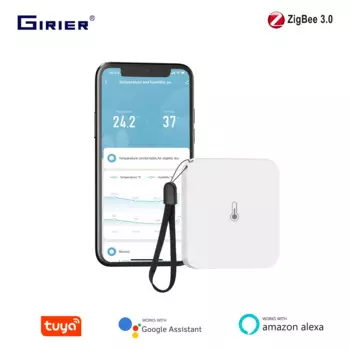 GIRIER Smart ZigBee Датчик температуры и влажности Комнатный термометр Беспроводной гигрометр Поддержка Alexa Home Assistant ZigBee2MQTT