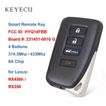 Умный дистанционный автомобильный брелок Keyecu 314,3/433 МГц FSK 8A чип для Lexus RX350 RX450h SUV 216 2017 2018 2019 плата # 231451 -0010