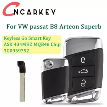 Умный дистанционный брелок без ключа Go для Mqb VW Passat B8 Arteon Superb A7 Variant 2014-2020 434 МГц с чипом MQB ID48 3G 0959752