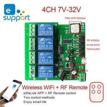 Умный домEWeLink приложение Smart выключатель 5V 32V 250V 4CH дистанционного управления