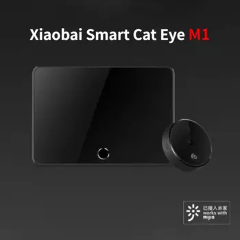Умный дверной звонок M1 Xiaobai, камера кошачий глаз с инфракрасным ночным видением, детектором лица, AI-датчиком присутствия, ЖК-дисплей, работает с приложением Mi