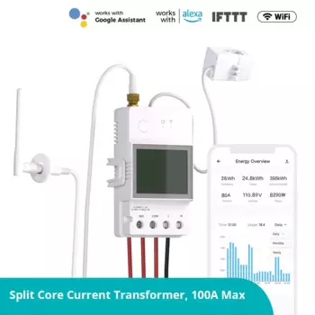 Умный измеритель мощности SONOFF POWCT, трансформатор, обнаружение тока, поддержка контроля контактора, отслеживание потребления энергии через Alexa Google