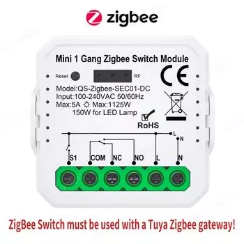 Умный модуль переключателя ZigBee с поддержкой Wi-Fi, 100-240 в перем. Тока