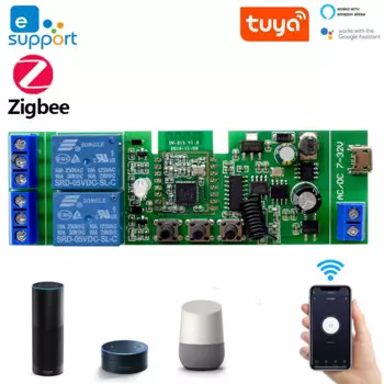 Умный переключатель Zigbee Tuya, 2-канальный релейный модуль, модуль двигателя Wi-Fi, USB, 5 В, переменный ток, постоянный ток 7-32 В, 85-250 В, RF433, умный Открыватель для гаражных дверей