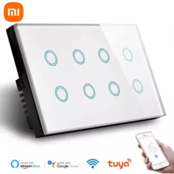 Умный сенсорный настенный выключатель Xiaomi, wi-fi переключатель со стеклянной панелью, 8 клавиш, работает с приложением Tuya SmartLife, совместим с Alexa Google Home