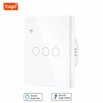 Умный сенсорный светодиодный выключатель Tuya Wi-Fi, 1-3 клавиши