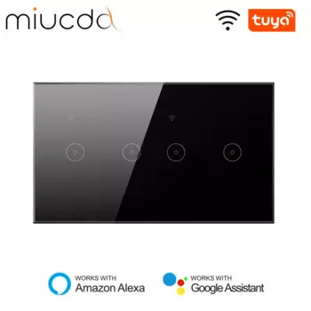Умный сенсорный выключатель MIUCDA Tuya, Wi-Fi, 4/5/6 клавиши, настенный, со стеклянной панелью, голосовое управление, работает с Alexa, Google Home