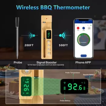 Умный термометр для гриля, цифровой беспроводной Bluetooth-датчик, водостойкий IP68, с дисплеем, для приготовления мяса, барбекю, духовки для стейка, коптильни