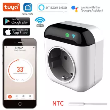 Умный терморегулятор Tuya, программируемый Wi-Fi контроллер температуры для умного дома, с розеткой Alexa Google Home