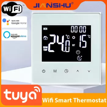 Умный термостат Jianshu Tuya с Wi-Fi сенсором, цифровой регулятор температуры, термостат 220 В, Alexia для дома, Google Assistant
