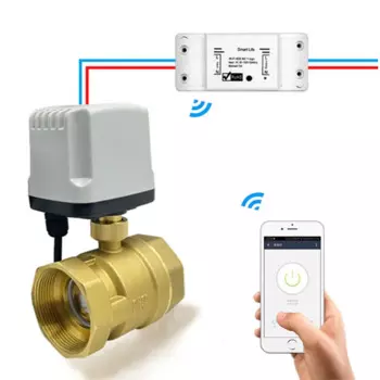 Умный водяной выключатель с Wi-Fi, моторизованный шаровой клапан, таймер, 220 В переменного тока, 2 провода, умный электрический шаровой клапан, работает с Tuya Alexa