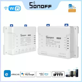 Умный выключатель SONOFF 4CH Pro R3 Wi-Fi, 10 А/комплект, 4 канала, 433 МГц, Радиочастотный пульт дистанционного управления, беспроводные переключатели света с поддержкой Alexa Google Alice