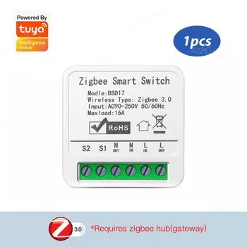 Умный выключатель света Tuya 16A Zigbee