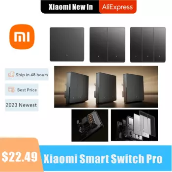 Умный выключатель Xiaomi Pro, беспроводной настенный переключатель с нейтральной линией, стеклянная панель для умного дома, управление через приложение Mijia