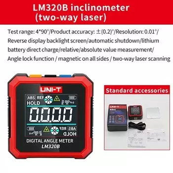 UNI-T LM320A LM320F Цифровой инклинометр Электронный измеритель угла 4*90 ° Транспортир Магнитный 3-лазерный инструмент для выравнивания тестер угла