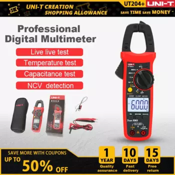 UNI-T UT201 + UT202A + UT204 + цифровой AC DC Клещи для измерения напряжения мультиметр True RMS 400-600A проверка сопротивления вольтметра с автоматическим диапазоном