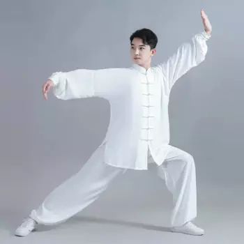 Униформа Tai Chi, традиционный китайский тренд, искусственная кожа, белый цвет, боевые искусства, одежда для утренних упражнений