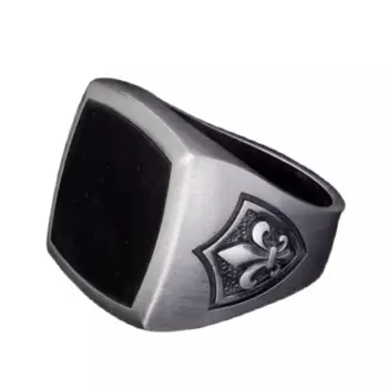 Уникальное мужское серебряное кольцо из искусственного оникса с вырезами в виде цветка лилии, подарок для парня, серебряное кольцо, серебряное кольцо ручной работы