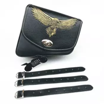 Универсальная черная седельная сумка Eagle из искусственной кожи с правой стороны, седельная сумка Cruiser Chopper Cafe Racer ATV, мотоцикл