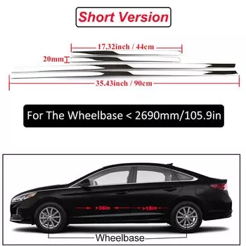 Универсальная хромированная накладка 35/17 дюймов для боковой двери, для Toyota Hilux Honda C-RV VW Polo Toyota Camry Hyundai Elantra