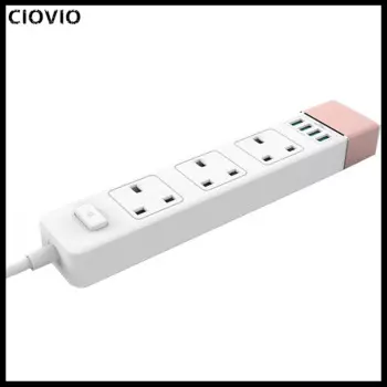 Универсальная многовилка с 3 розетками переменного тока и 4 портами USB для зарядки, британская стандартная розетка, преобразователь Гонконга, Макао, Сингапура