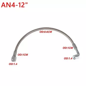 Универсальная турбокомпрессионная трубка для подачи масла, 12/24/36/48/60 дюймов, в оплетке из нержавеющей стали, турбина ПТФЭ 0 + 90 градусов, шланг для подачи масла