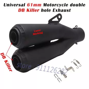 Универсальная выхлопная система для мотоцикла, 51 мм, 60 мм, 61 мм, модификация, глушитель с двойным отверстием для велосипеда, глушитель дБ для KTM 890, Z900, S1000RR, R1