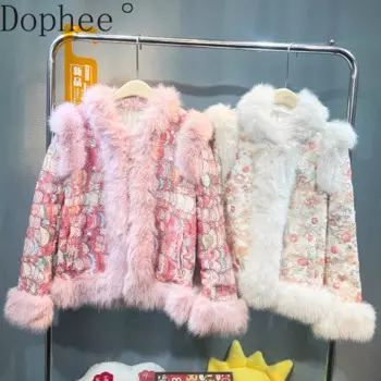 Универсальное женское кашемировое пальто из норки, новинка 2024, зимняя модная теплая верхняя одежда с вышивкой и блестками, Элегантная куртка из искусственного меха, пальто