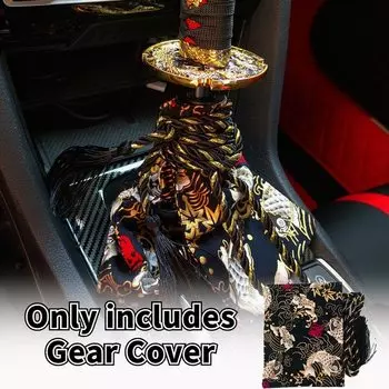 Универсальные автомобильные аксессуары, тканевый чехол с рисунком в стиле катаны, Ручка рычага переключения, пылезащитный чехол, гоночный самурайский меч, ручка переключения, воротники
