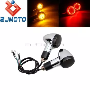 Универсальные мотоциклетные Желтые красные стоп-сигналы, поворотные сигналы 3 в 1, СВЕТОДИОДНЫЕ указатели поворота для Honda Yamaha Cruiser 10 мм